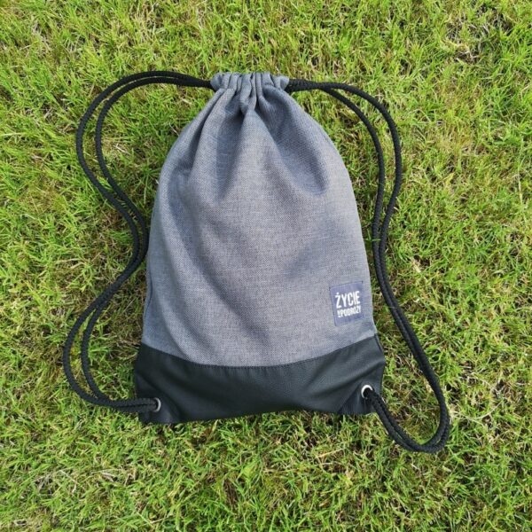 worek plecak worko-plecak dla podróżnika praktyczny pomysł na prezent ręczne wykonanie, duży poręczny solidny materiał mocne sznurki szary
